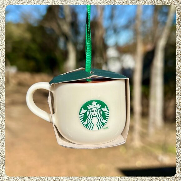 πβ NIB/NWT 2025 Starbucks Ceramic Latte Mug Christmas Tree Ornament Dated - Picture 5 of 8